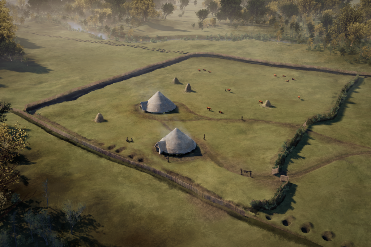 Reconstruction of a Iron Age enclosure with house Coleshill