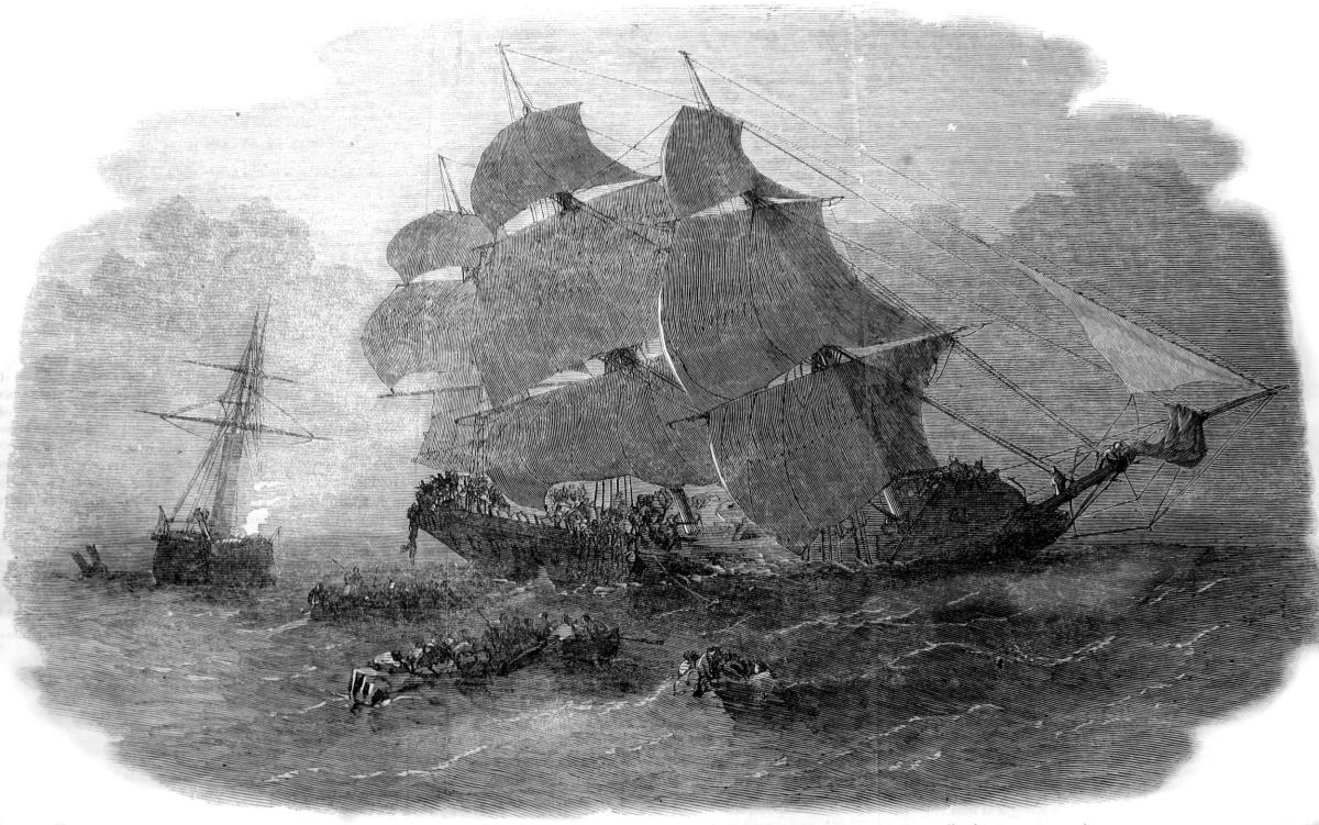 British emigrant ship Josephine Willis which sank 167 years ago (3 February 1856) granted protection.  Image: Illustrated London News 1856  Out of Copyright