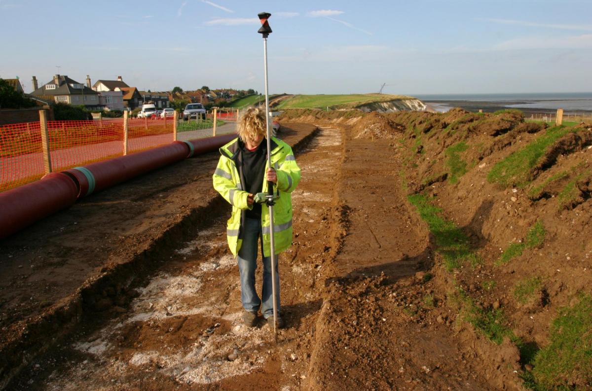 Surveying in archaeological features on the Margate pipeline