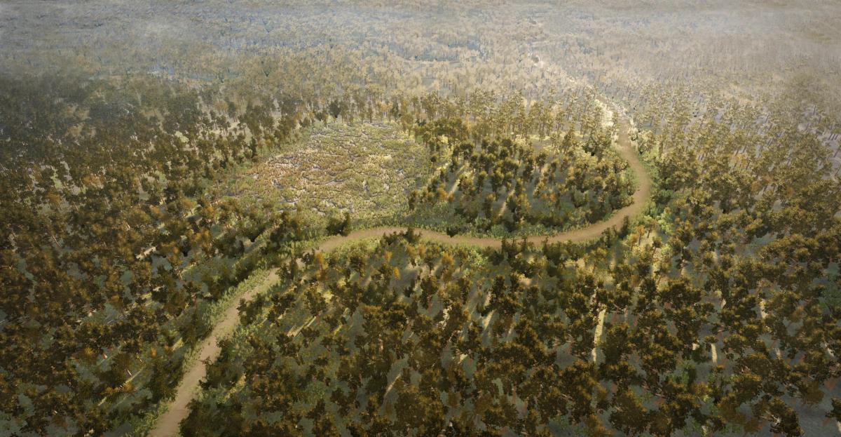 Mesolithic reconstruction of Arne landscape 