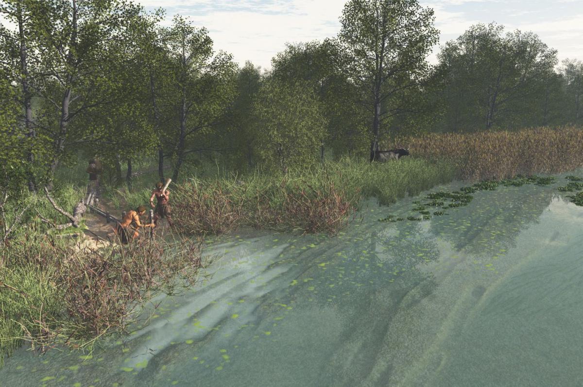 Reconstruction of the Neolithic riverside beneath the Olympics Park site