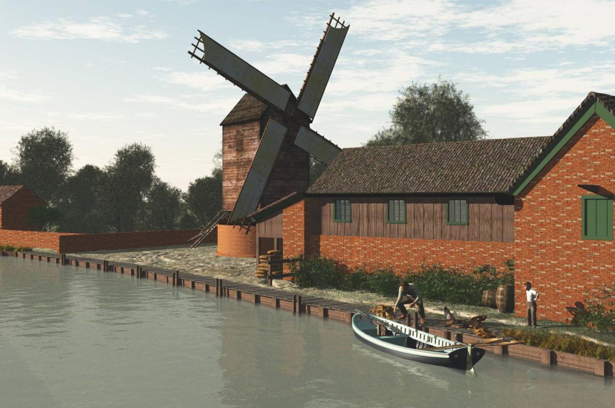 Reconstruction of the windmill and boat recorded from the Olympic Park site