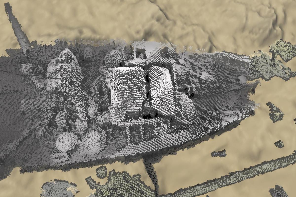 Marine Geophysics detail from point cloud data showing wreck site at Scapa Flow