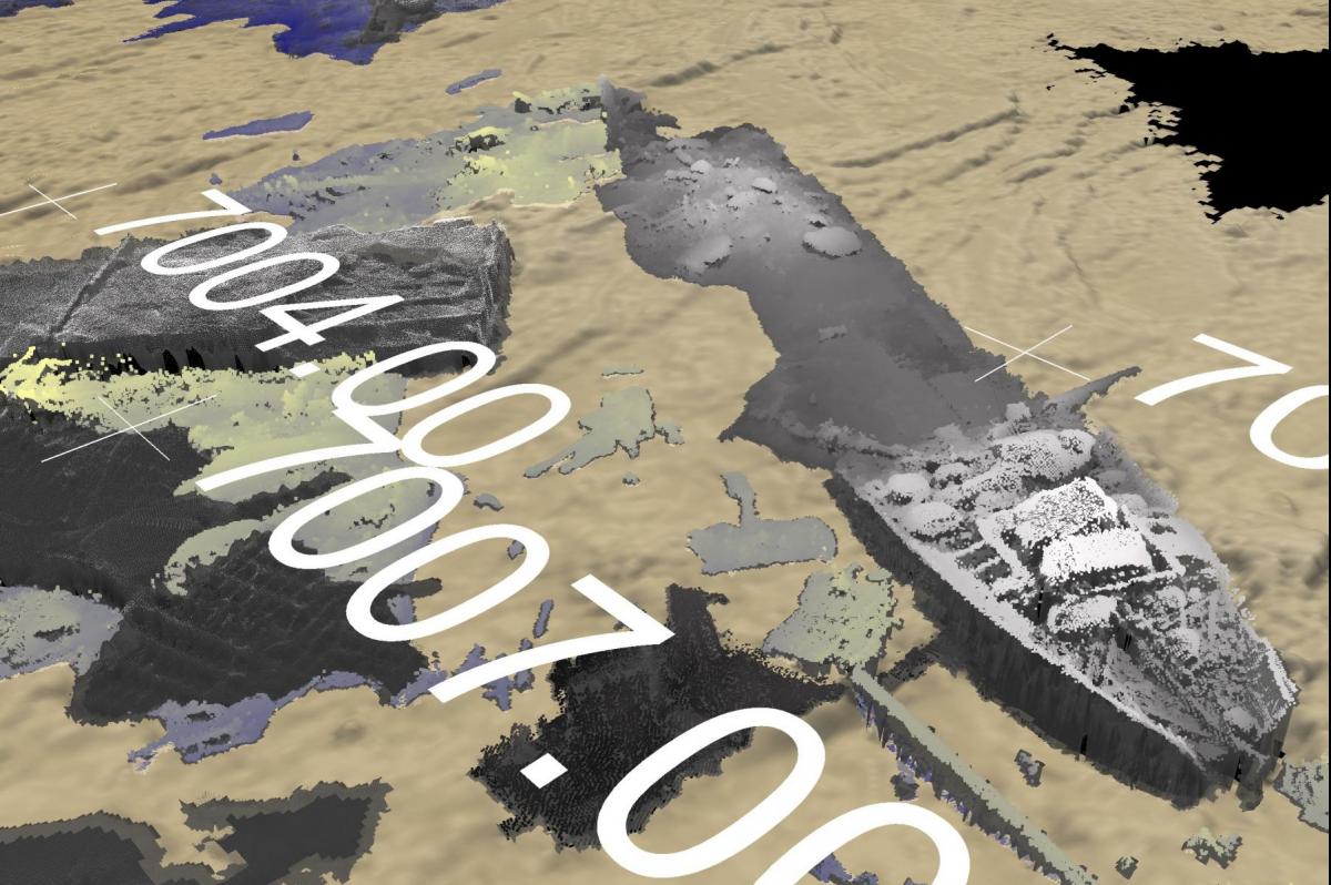 Marine Geophysics point cloud data showing wreck site at Scapa Flow