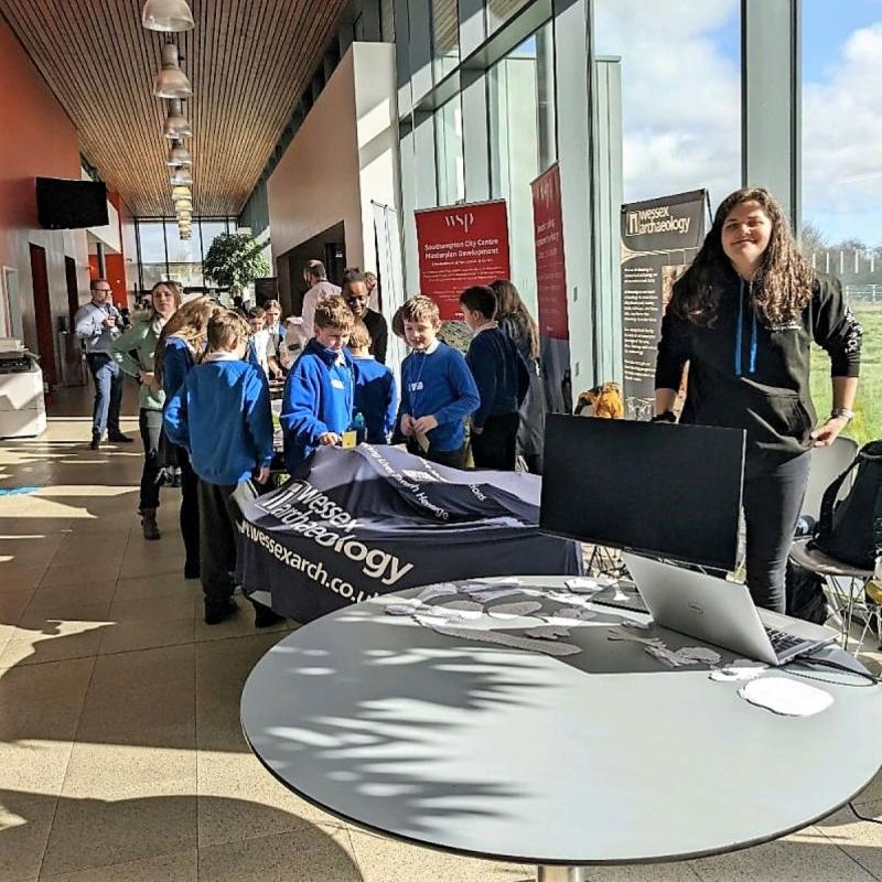 Beth Harrison, Community Engagement Coordinator, ready to greet children at the EBP Primary STEM event