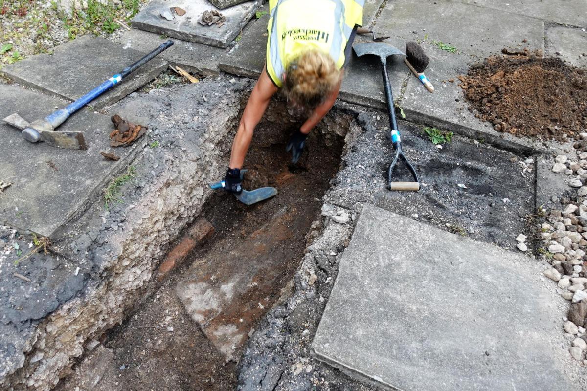 Test pitting in process at St Peter's Church, Bristol