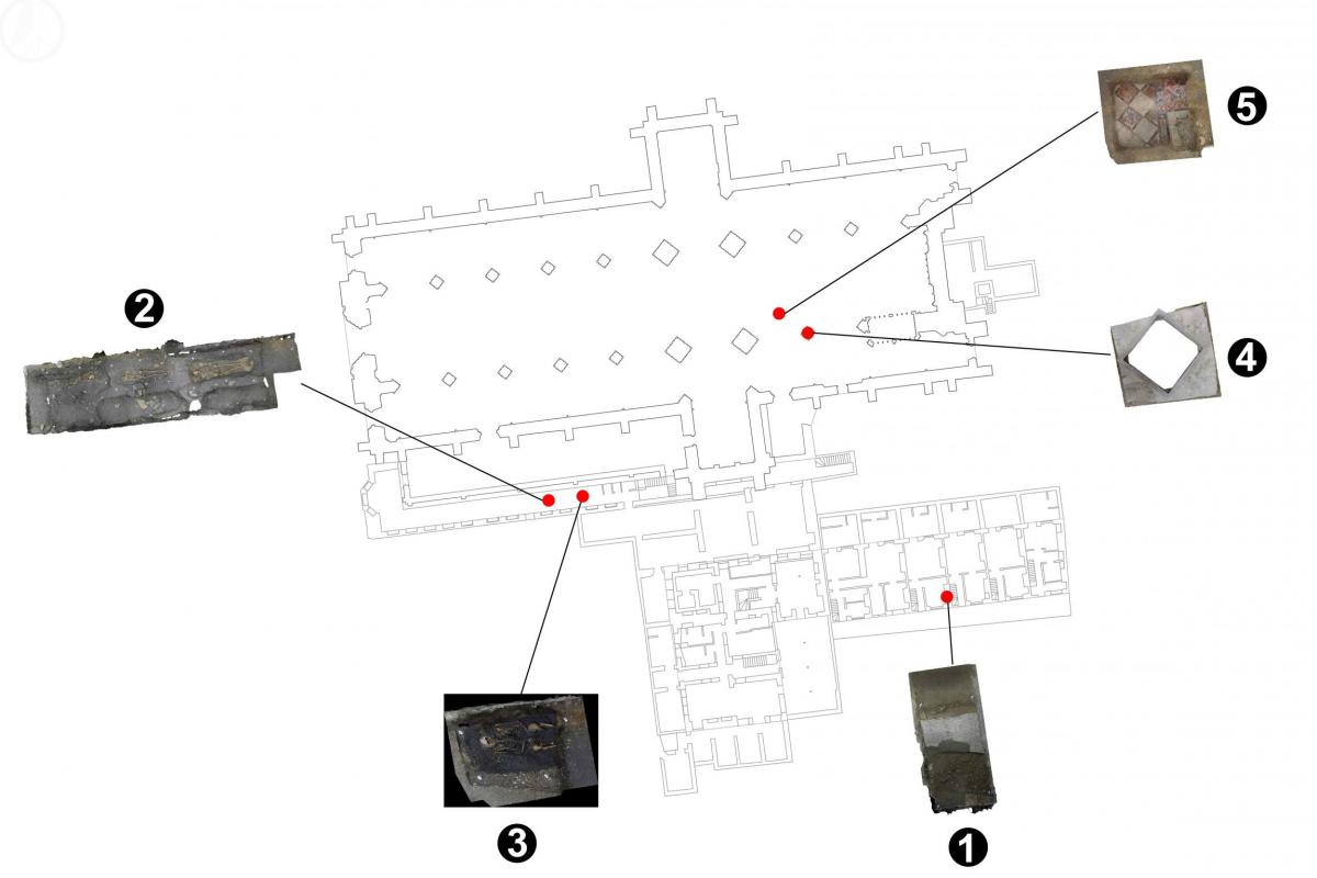 Map of Bath Abbey with locations of 3-d models
