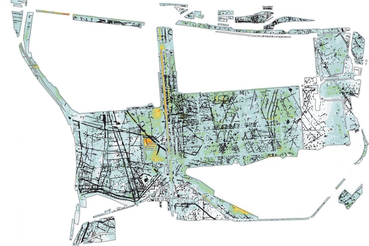 GIS plan of archaeological remains at Terminal 5 Heathrow Airport