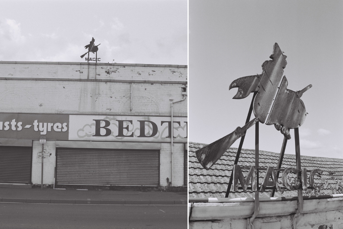 A wooden witch sign retrieved during excavations on the Sheffield ring road