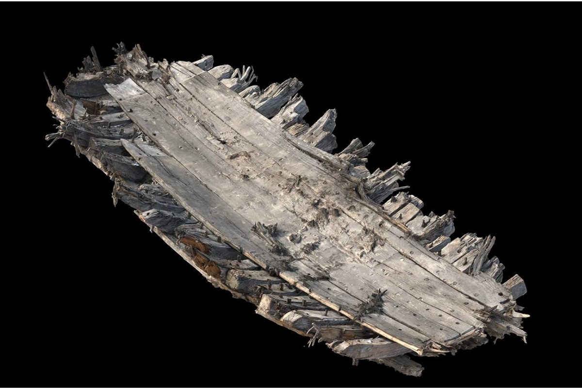 A still from a 3D model of the 16th-century ship found at Dungeness quarry © Wessex Archaeology 