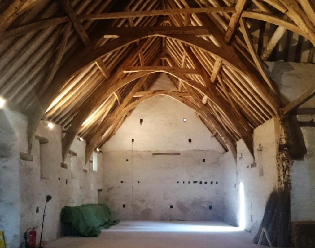 Inside o the Winterbourne Medieval Barn