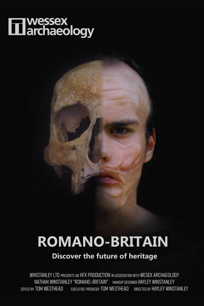 Film poster showing a man wearing prosthetic makeup, designed by Hayley Winstanley