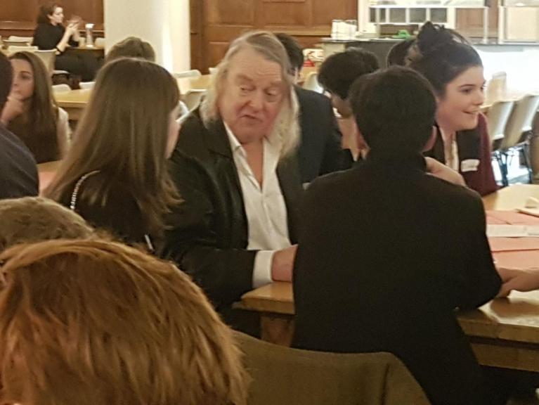 Phil Harding talking to students at Dauntsey School