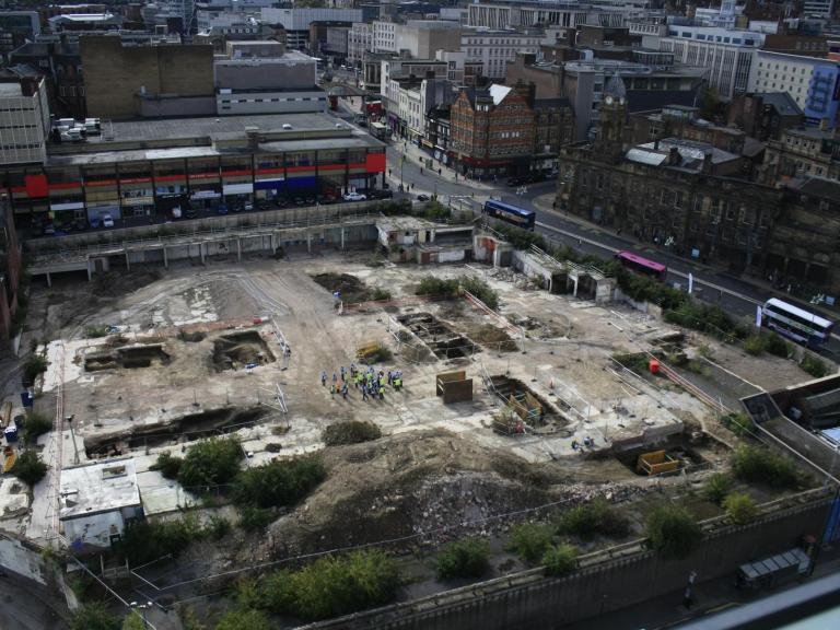 View of the Sheffield Castle excavations