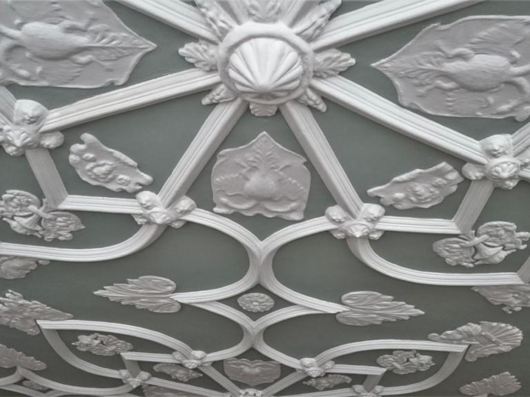 A tale of two ceilings - detail of the jacobean plaster work at the Grapes
