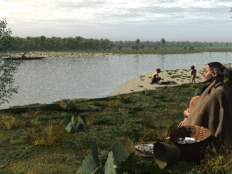 Reconstruction of mesolithic family from Area 240 Seabed Prehistory