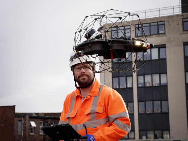 Drone used by archaeologists to record well at Sheffield Castle
