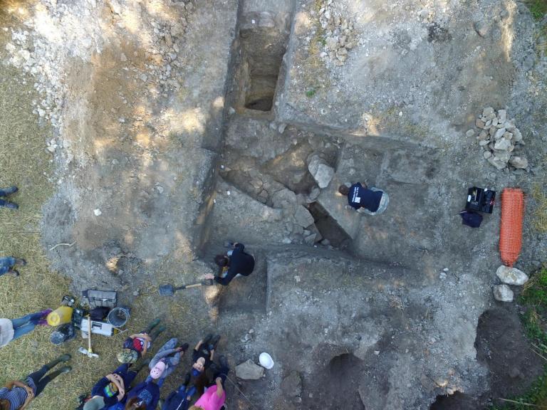 Aerial view of Romano-British water shrine ©Mike McQueen