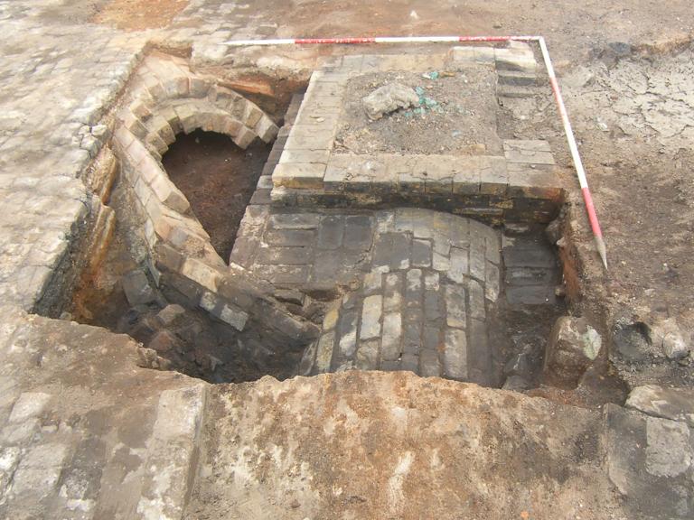 Flue truncated by later chimney remains at New Don Glass Works, Mexborough