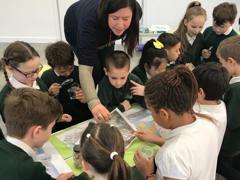 Bianca with pupils from Greentrees Junior School