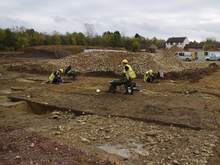 Archaeological excavation work at the Hucclecote Centre