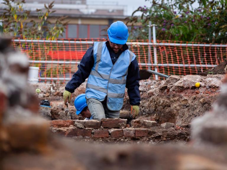 Volunteers excavating Sheffield Castle