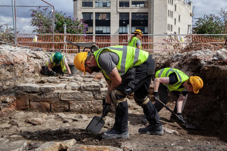 The team excavate Sheffield Castle