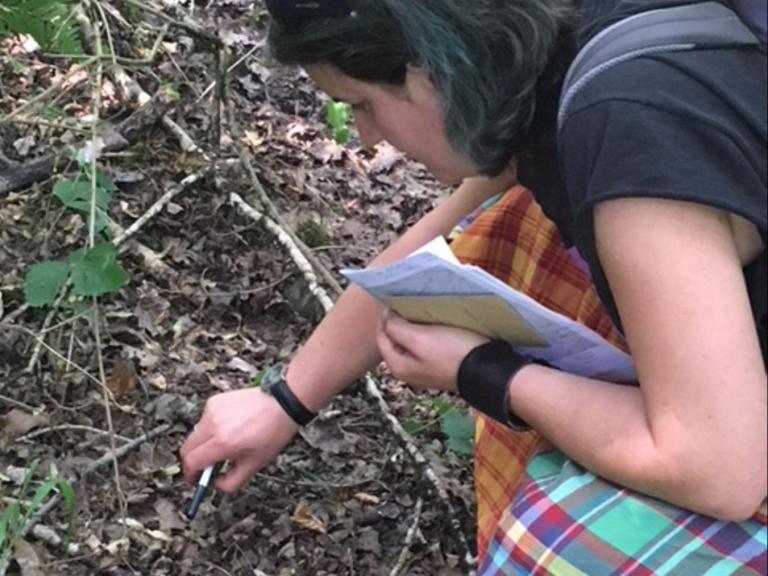 Inés collecting plant samples