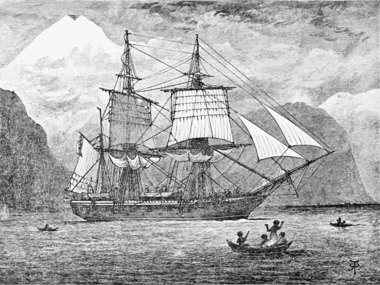 HMS Beagle in the Straits of Magellan