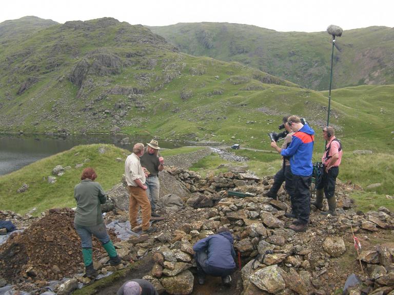 Phil Harding of Time Team being filmed at Coniston Copper Mines 