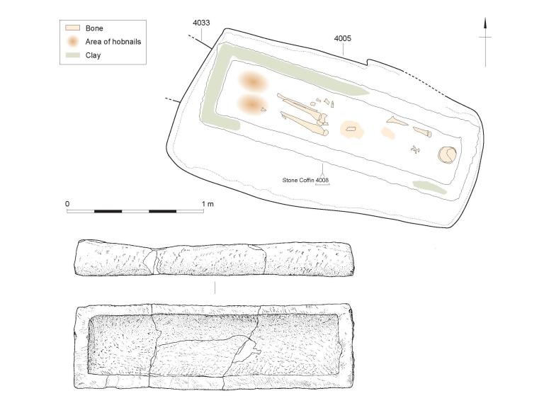Roman stone coffin from Poundbury Farm