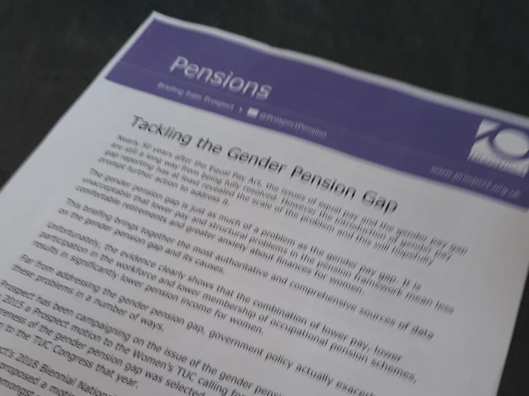 text on tackling the gender pension gap