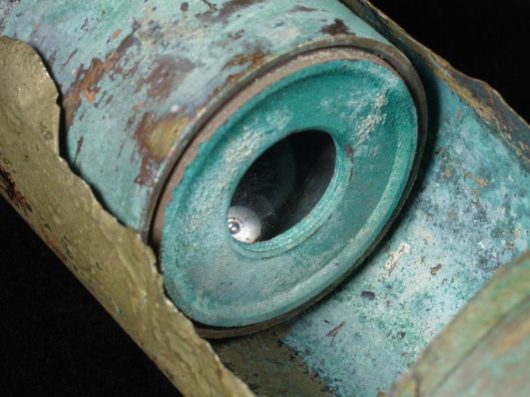 Detail of telescope recovered from the seabed