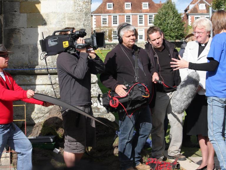 Behind the scenes Time Team recording at Salisbury Cathedral