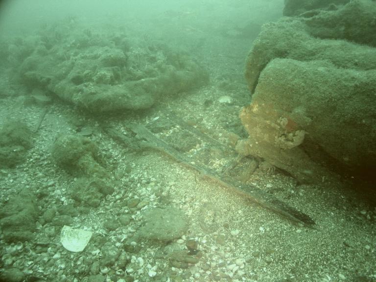 Unknown wreck on the seabed, surviving hull structure