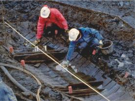 Excavation of a boat on the site of the Olympics Park
