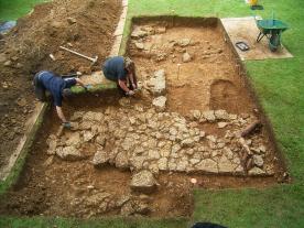 The Time Team excavating at the Sewardsley Priory site