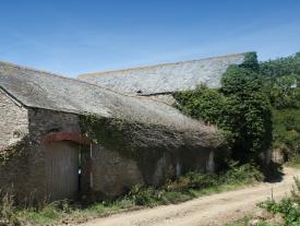 View of Treluckey Farm Barn and lane