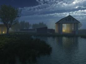 High Speed 1 - Springhead temple at night: reconstruction