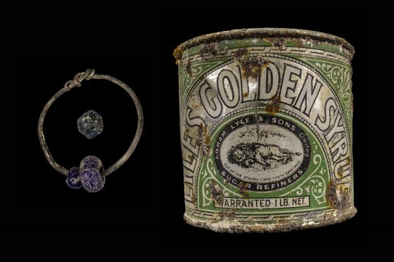 silver ring and golden syrup tin Lost and Found