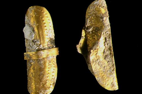 Gold basket-shaped ornaments found with the Amesbury Archer 